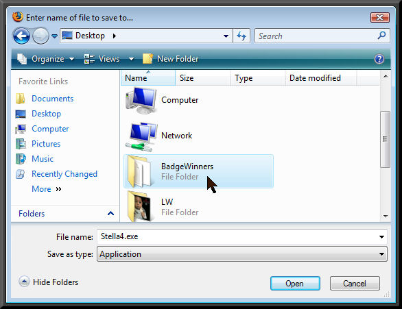  Select Desktop, then your new folder. 