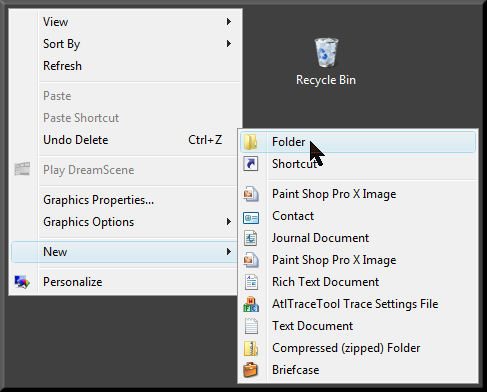  Create a new Desktop folder. 